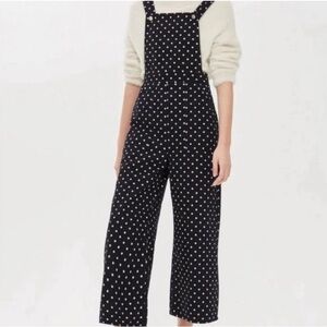 Topshop Moto Polka Dot Wide Leg Overalls Jumpsuit in Black Size 2